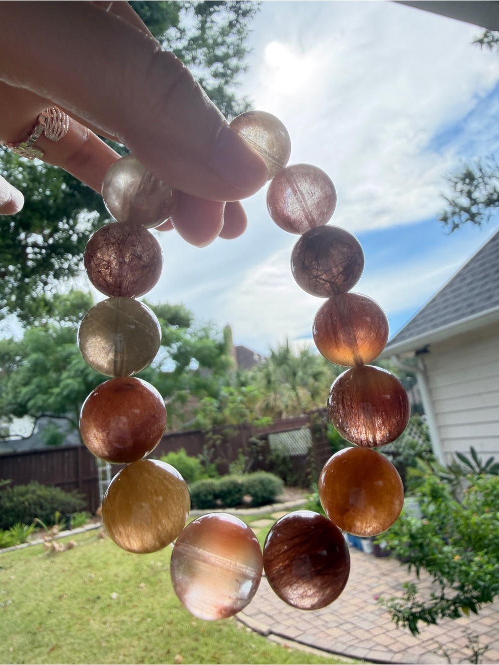 Natural Multicolor Rabbit Hair Quartz Bracelet - Picture 4 of 4